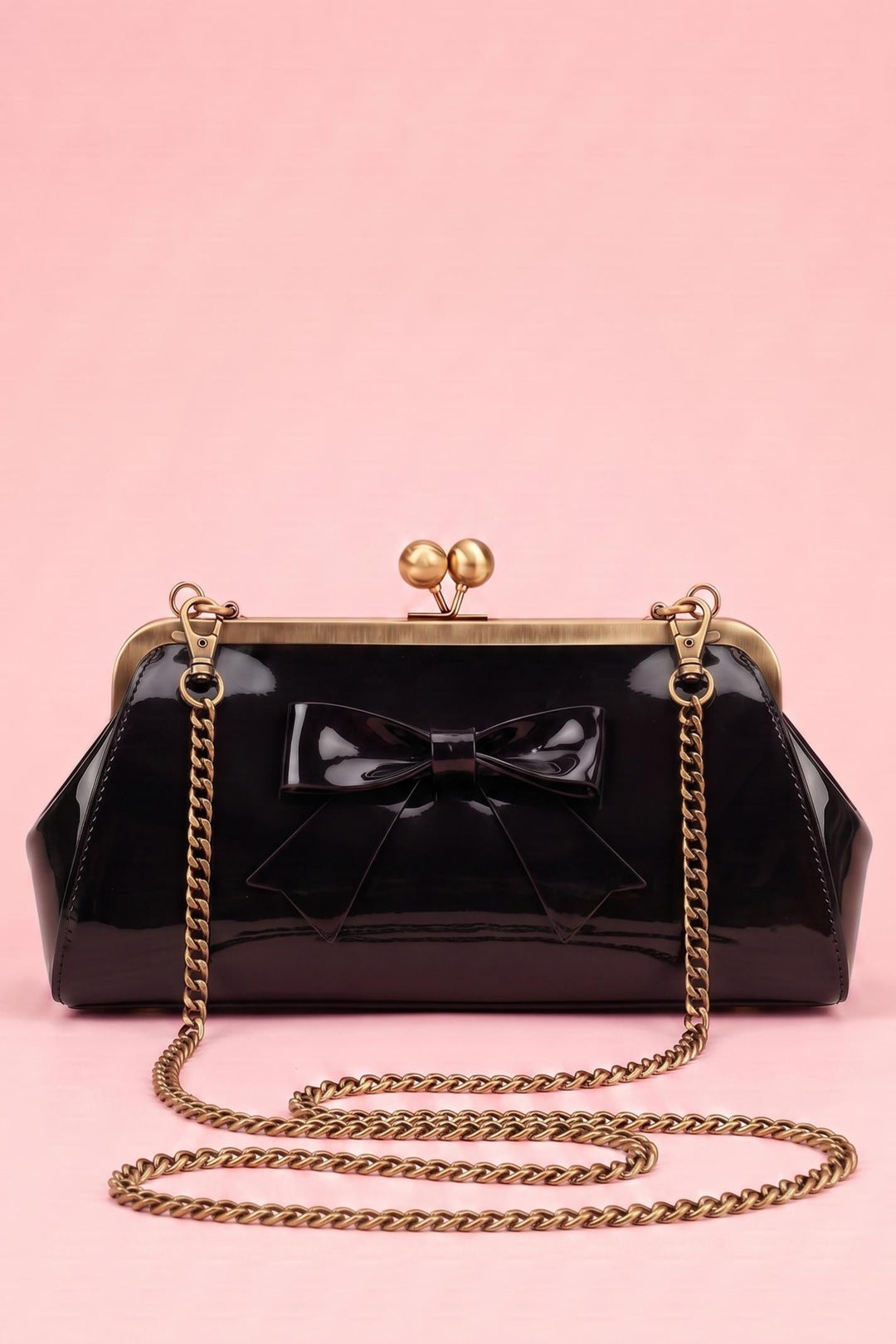 Elise Vintage Kiss-lock Bow Evening Handbag in Black