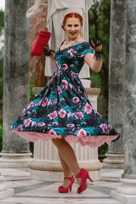 Lily Black Peony Garden Dress