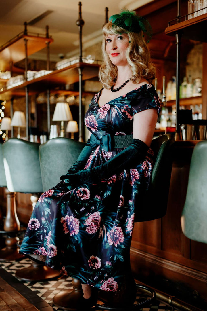 Lily Black Peony Garden Dress