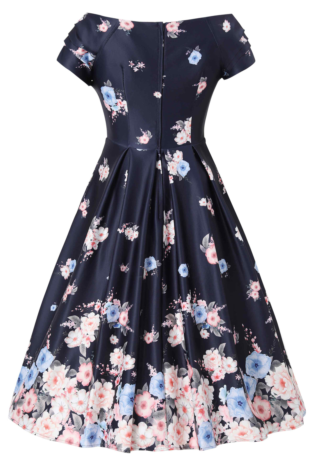 Lily Falling Roses on Navy Blue Dress