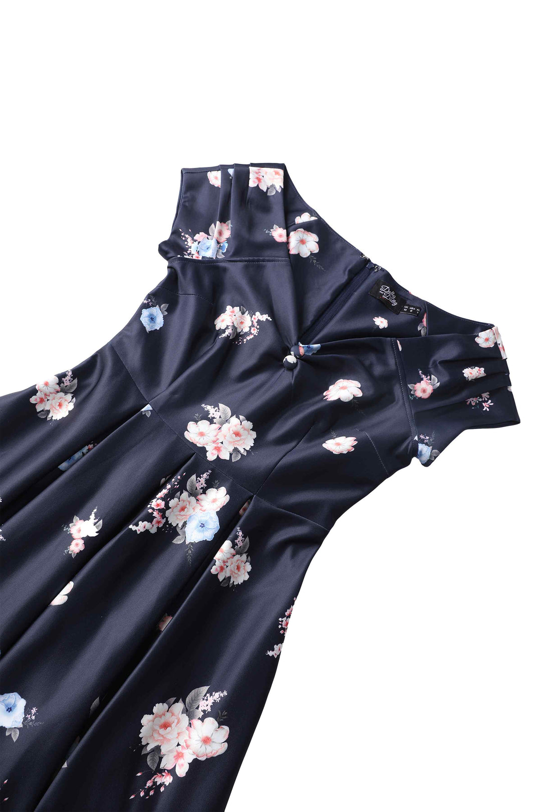 Lily Falling Roses on Navy Blue Dress