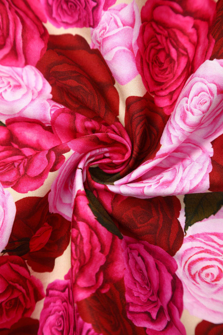 Lily Pink Rose Garden Midi Dress