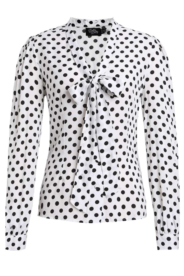 Margaret White & Black Polka Dot Blouse