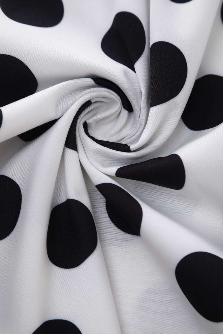Fabric of Mollie White & Black Polka Dot Dress | 50s Style Dress