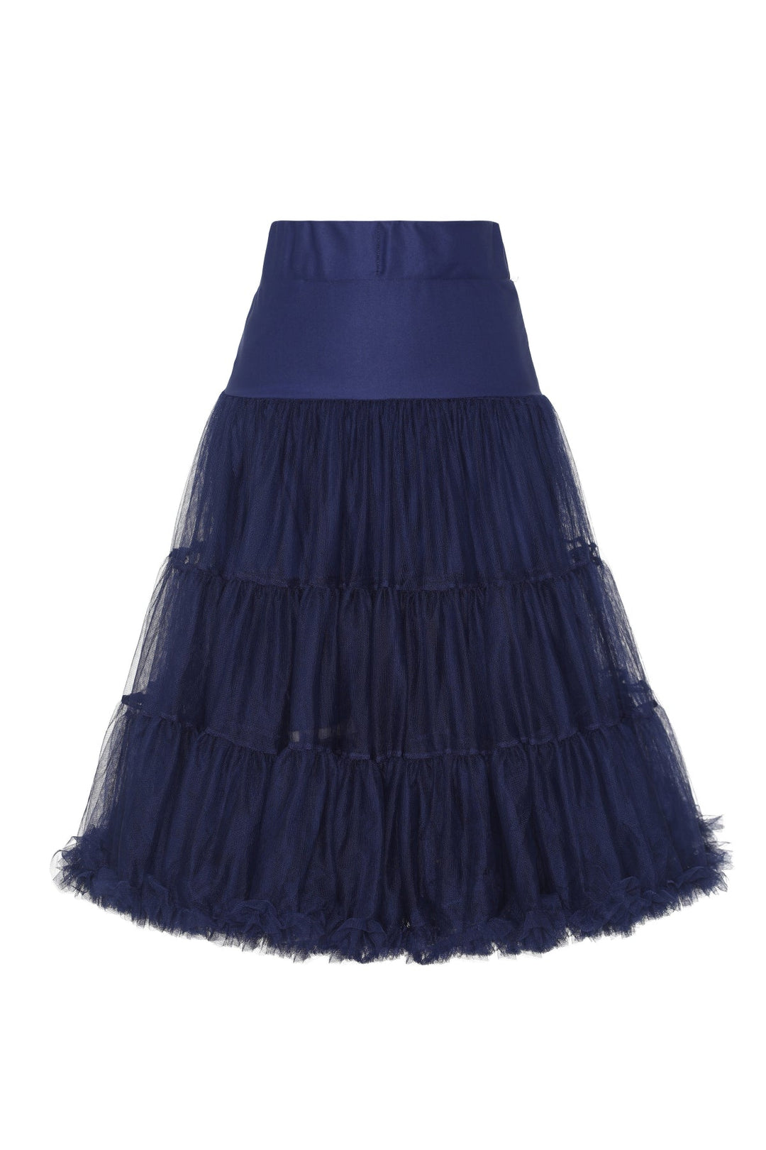 The front of Hattie Navy 3-Tier Net Petticoat, 25.5 Inches