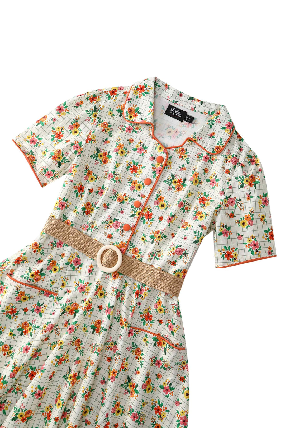 Penelope II Vintage Floral Shirt Dress In Cream