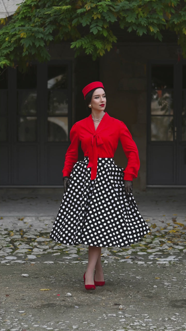 Video of a beautiful lady in our Margaret Red Blouse | Polished Blouse