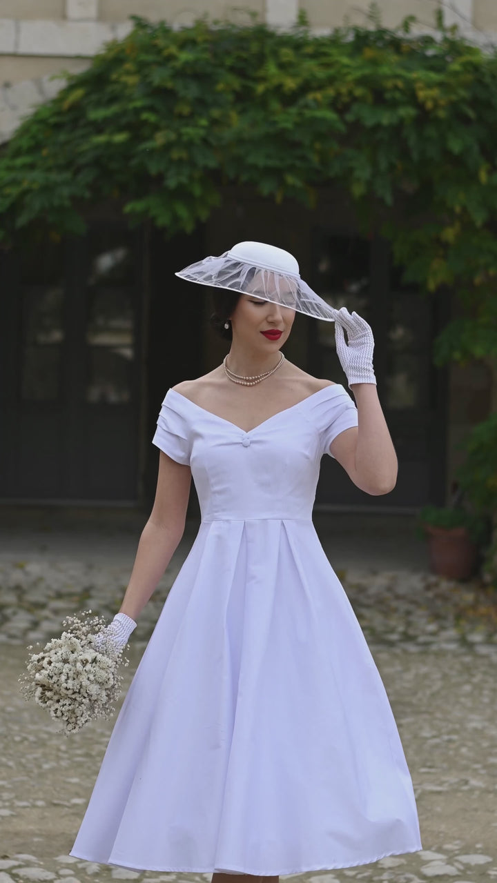 Video of a lovely lady in Lily Off White Dress | 50s Style Dress