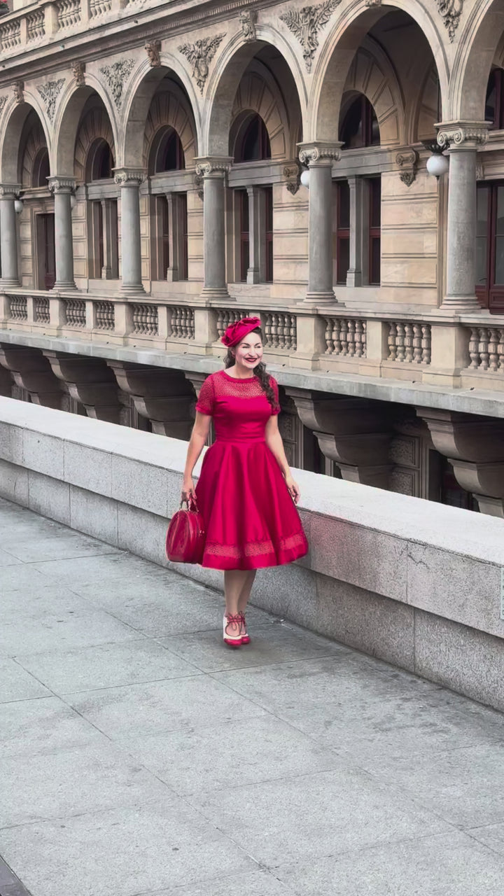 Video of a lovely lady in Tess Red Dress | Vintage Occasion Dress