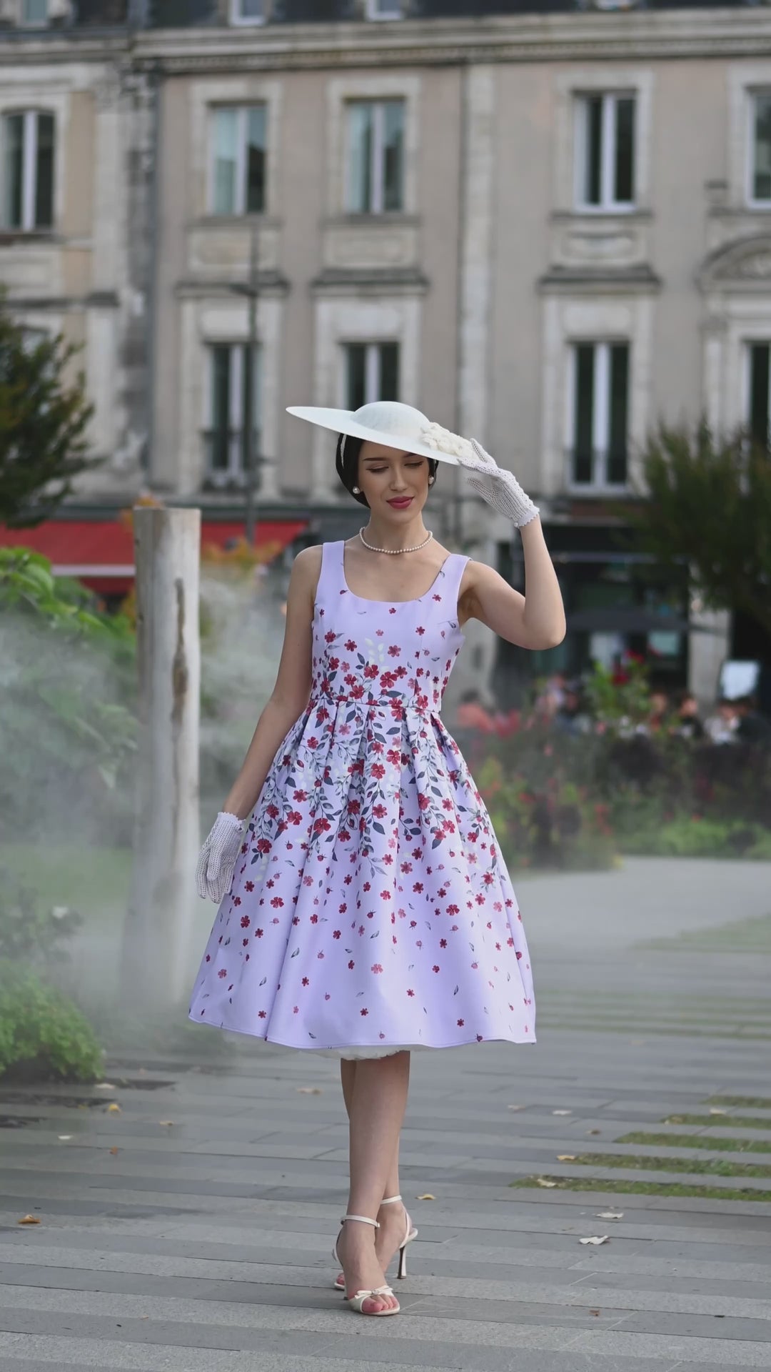 Video of a lovely lady in Amanda Floral Dress | Vintage Floral Dress