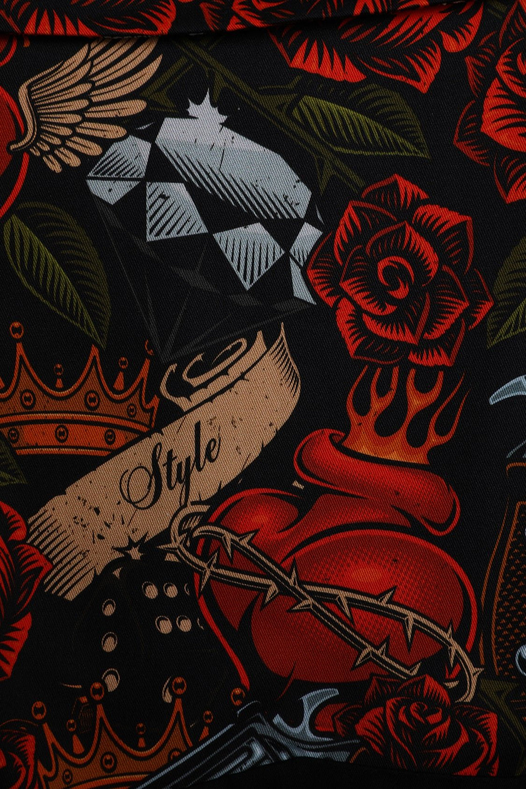 Darlene Roll Collar Dress in Guns N Roses Tattoo Print