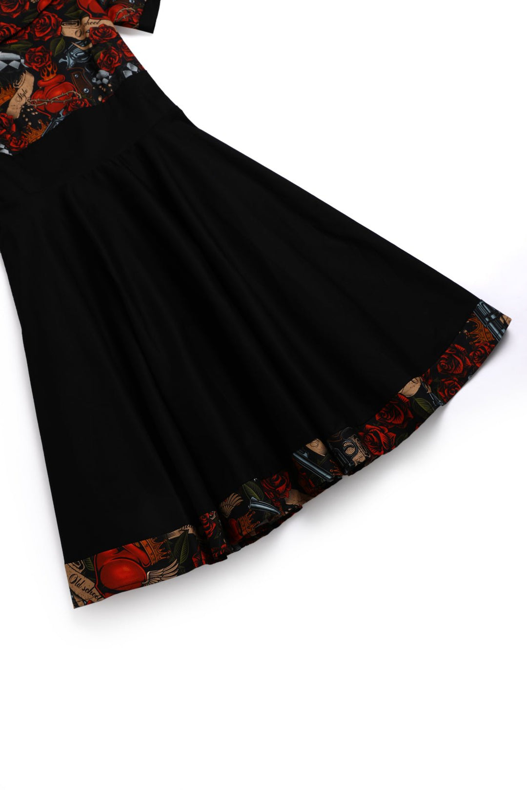 Darlene Roll Collar Dress in Guns N Roses Tattoo Print