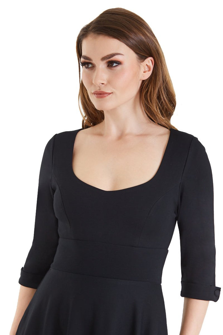 Scarlette Black Long Sleeve Midi Dress