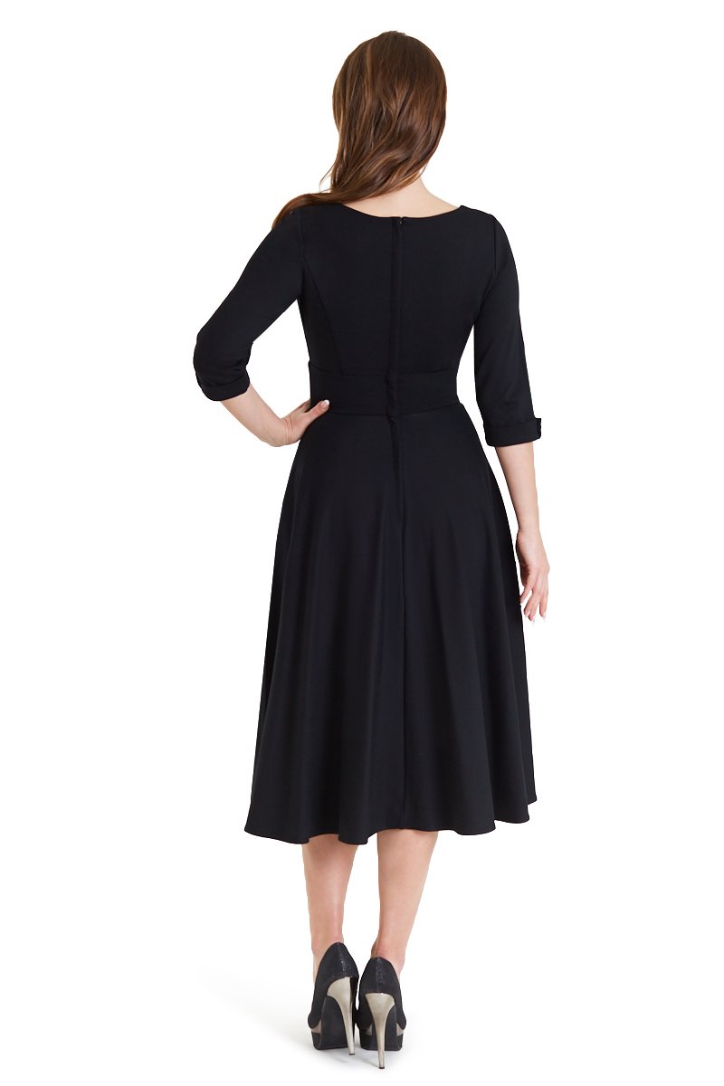 Scarlette Black Long Sleeve Midi Dress