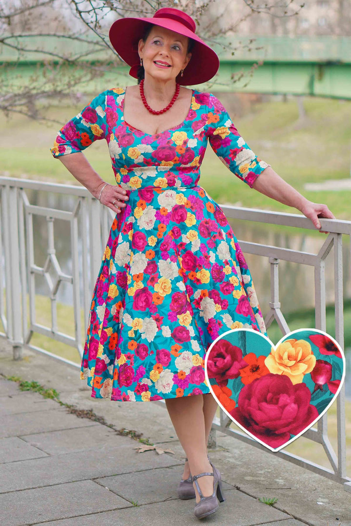 Scarlette Rose Garden on Emerald Green Dress