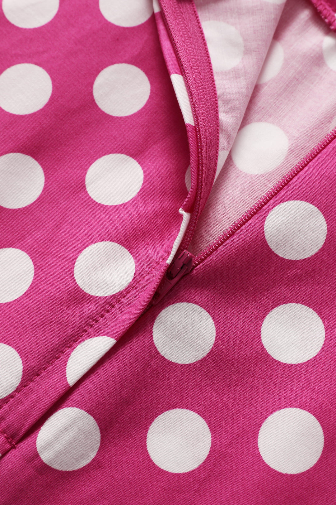 Zipper of Maisie Hot Pink & White Polka Dot Skirt | Polka Dot Midi Skirt AU