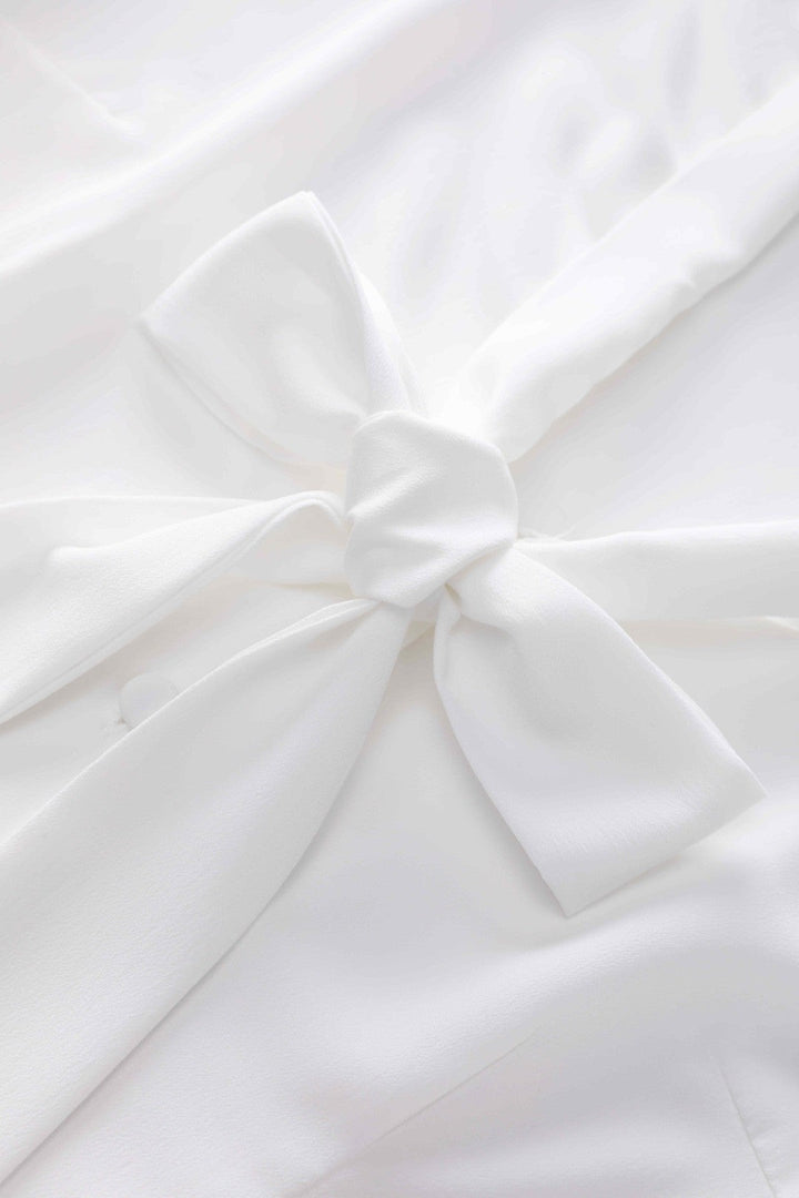 The bow-tie detail on Margaret Off White Blouse